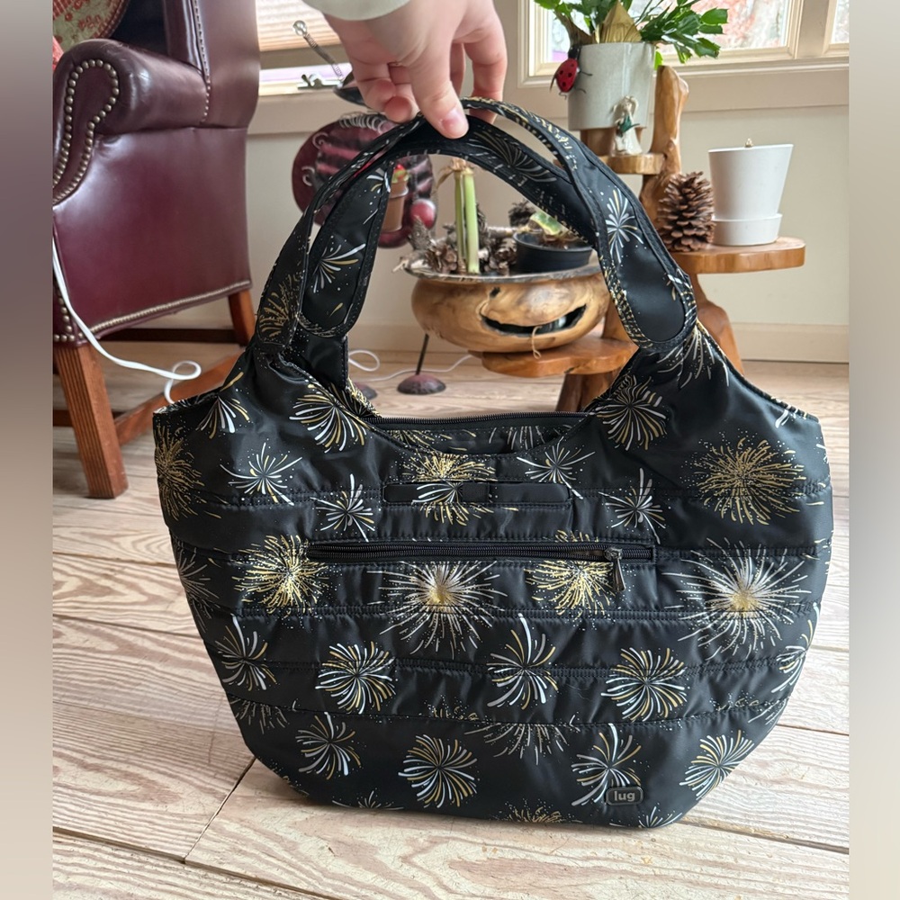 Lug Gondola SE tote bag in the black fireworks pattern BNWOT